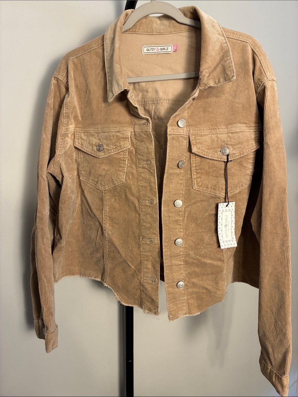 Glitzy Girlz Tan Corduroy Boho Shacket Jacket Plus 2X JJ9003-P NEW